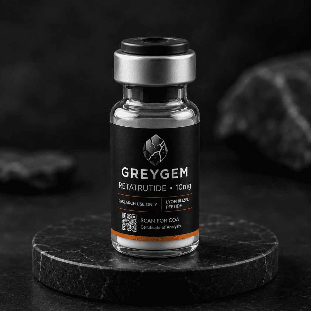 Retatrutide 10mg research peptide vial — GREYGEM Canada