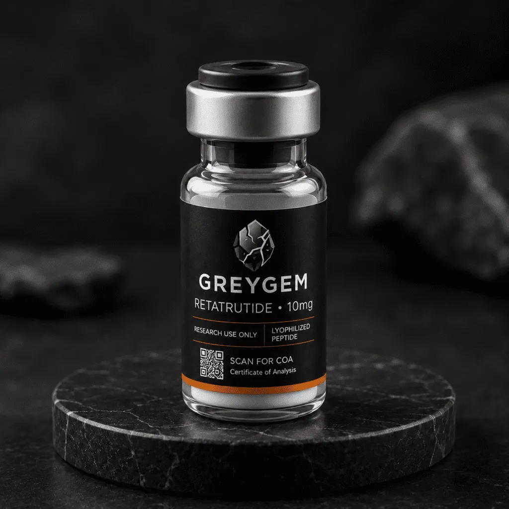 Retatrutide 10mg research peptide vial — GREYGEM Canada