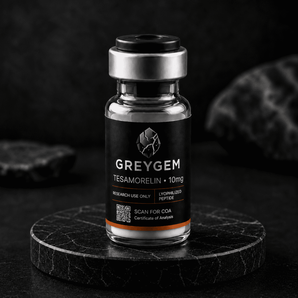 Tesamorelin 10mg research peptide vial — GREYGEM Canada