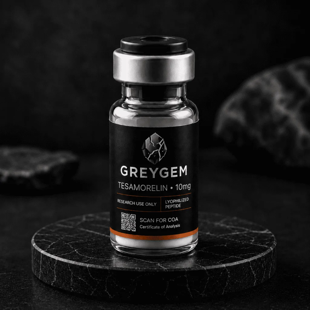 Tesamorelin 10mg research peptide vial — GREYGEM Canada