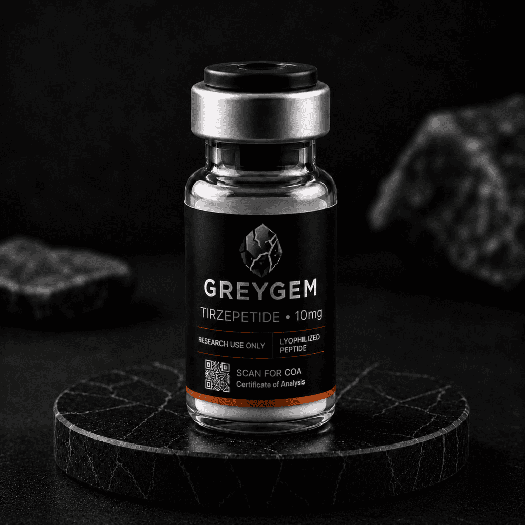 Tirzepatide 10mg research peptide vial — GREYGEM Canada
